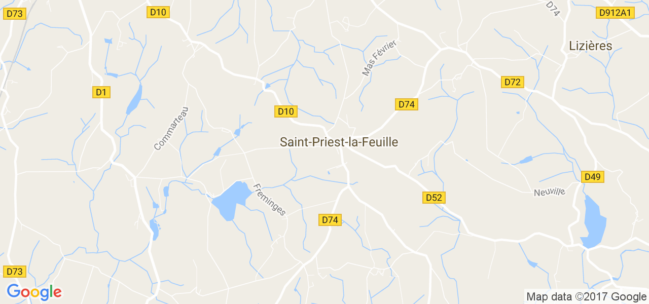 map de la ville de Saint-Priest-la-Feuille