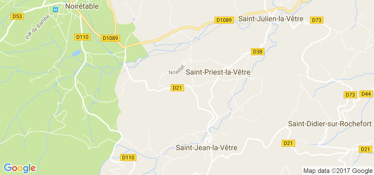 map de la ville de Saint-Priest-la-Vêtre