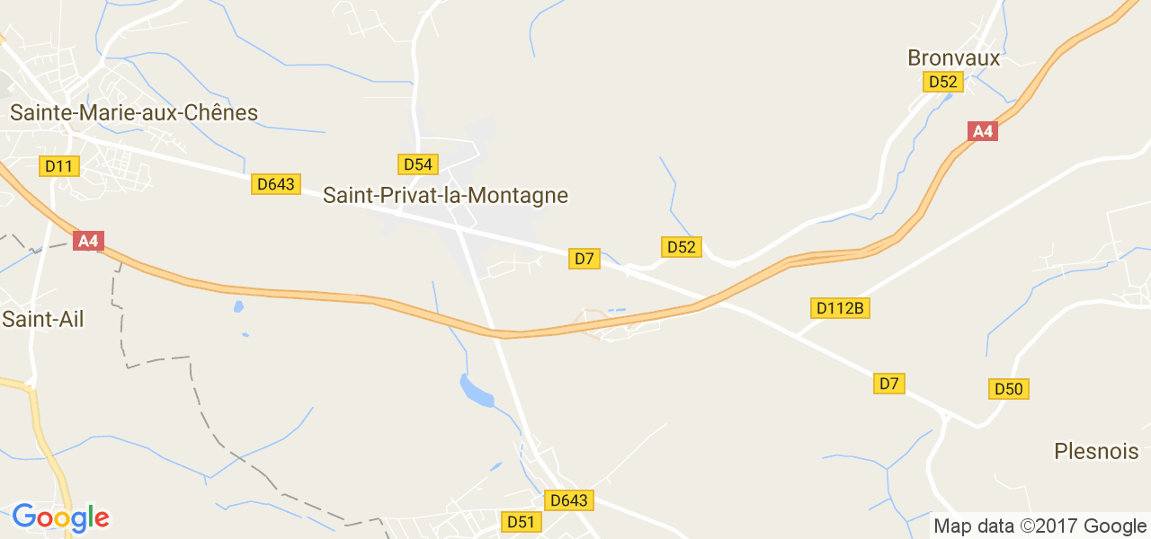 map de la ville de Saint-Privat-la-Montagne