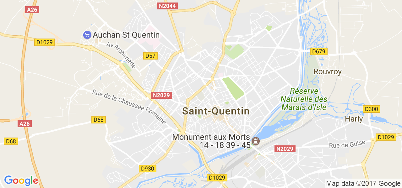 map de la ville de Saint-Quentin