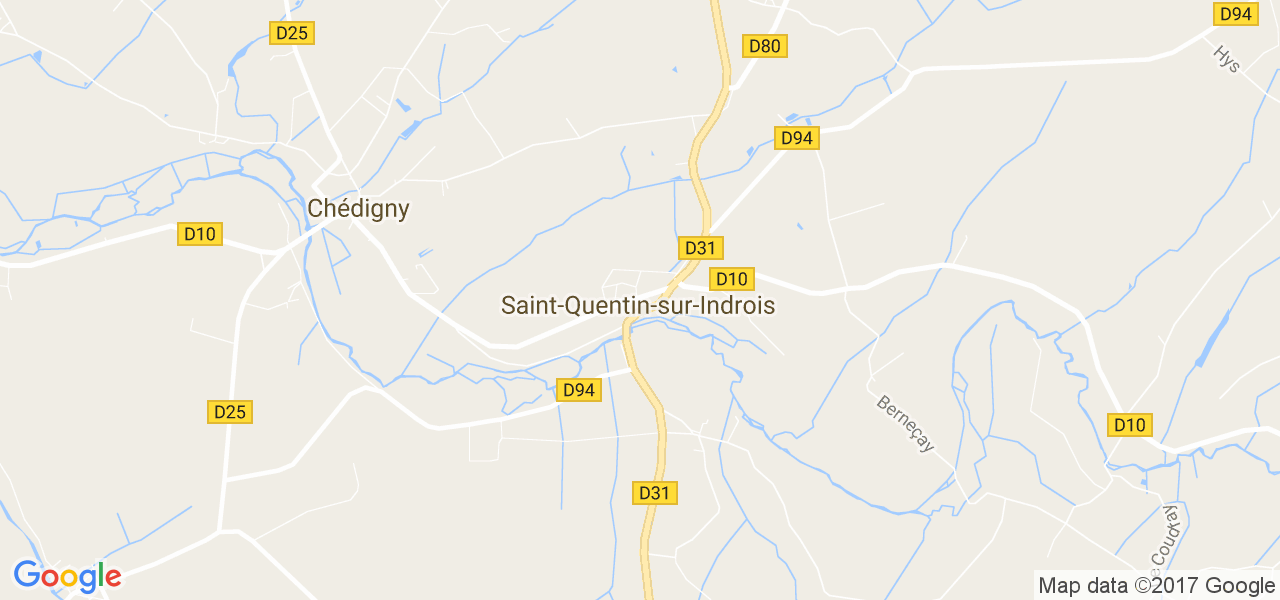 map de la ville de Saint-Quentin-sur-Indrois