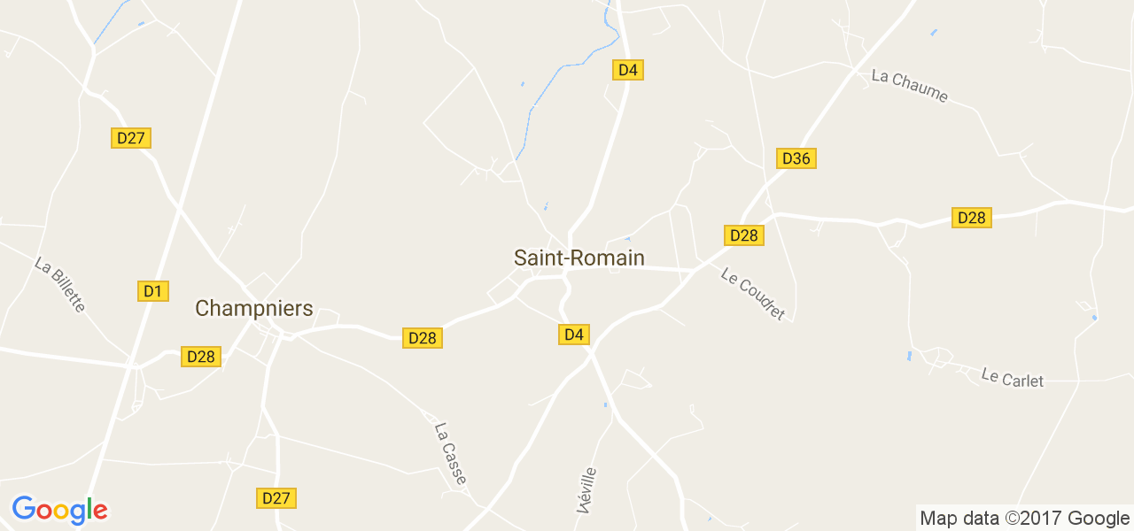 map de la ville de Saint-Romain