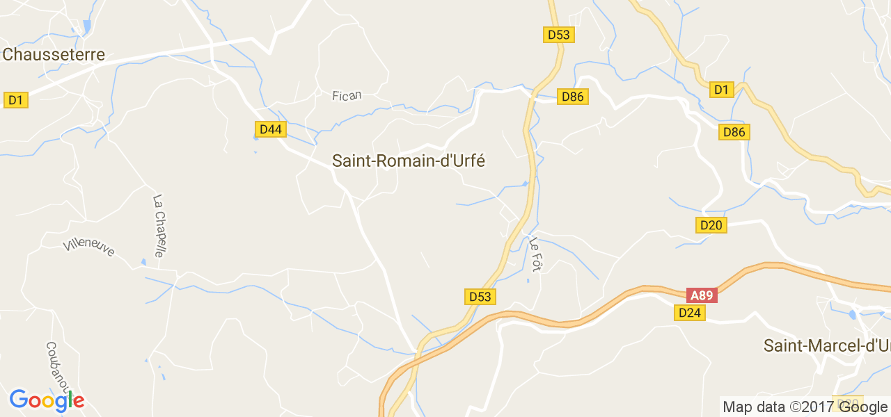 map de la ville de Saint-Romain-d'Urfé