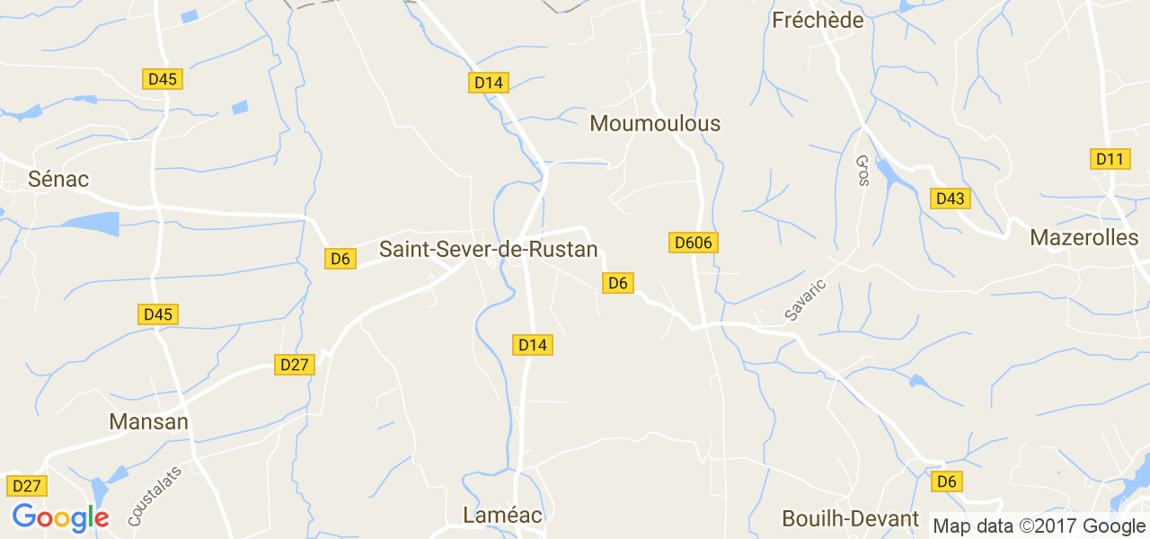 map de la ville de Saint-Sever-de-Rustan