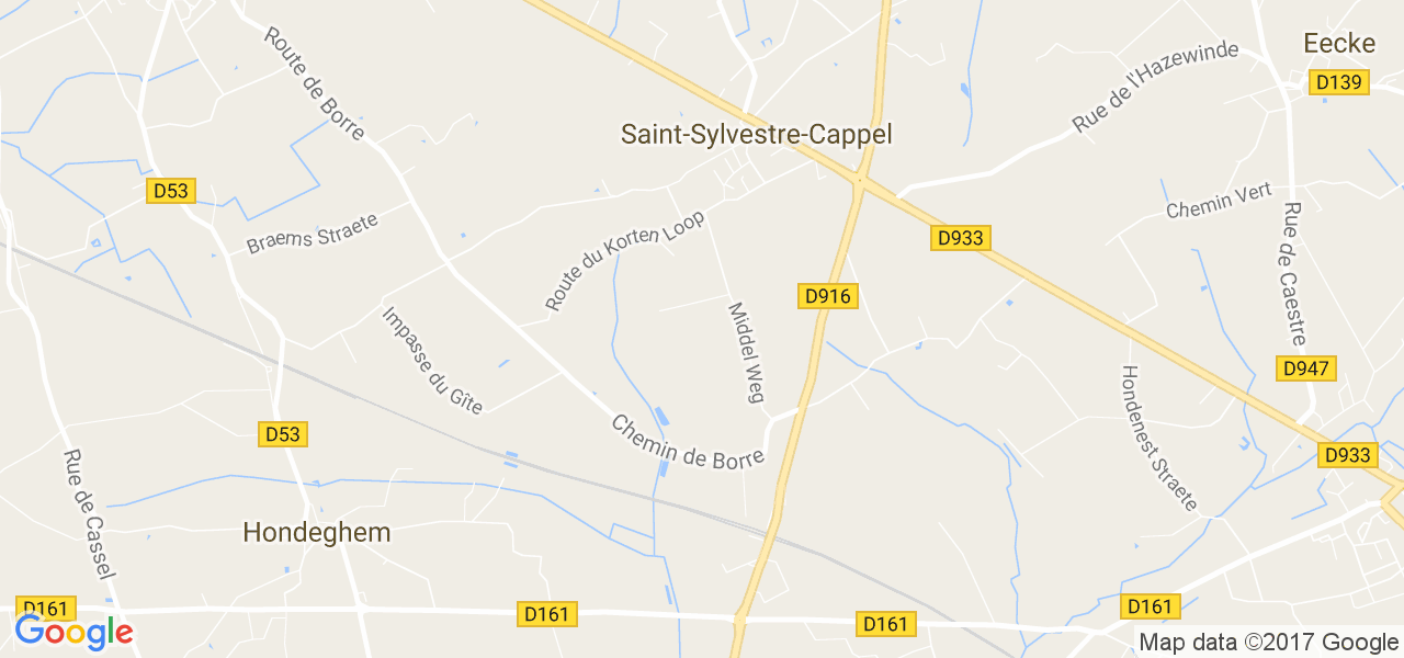 map de la ville de Saint-Sylvestre-Cappel