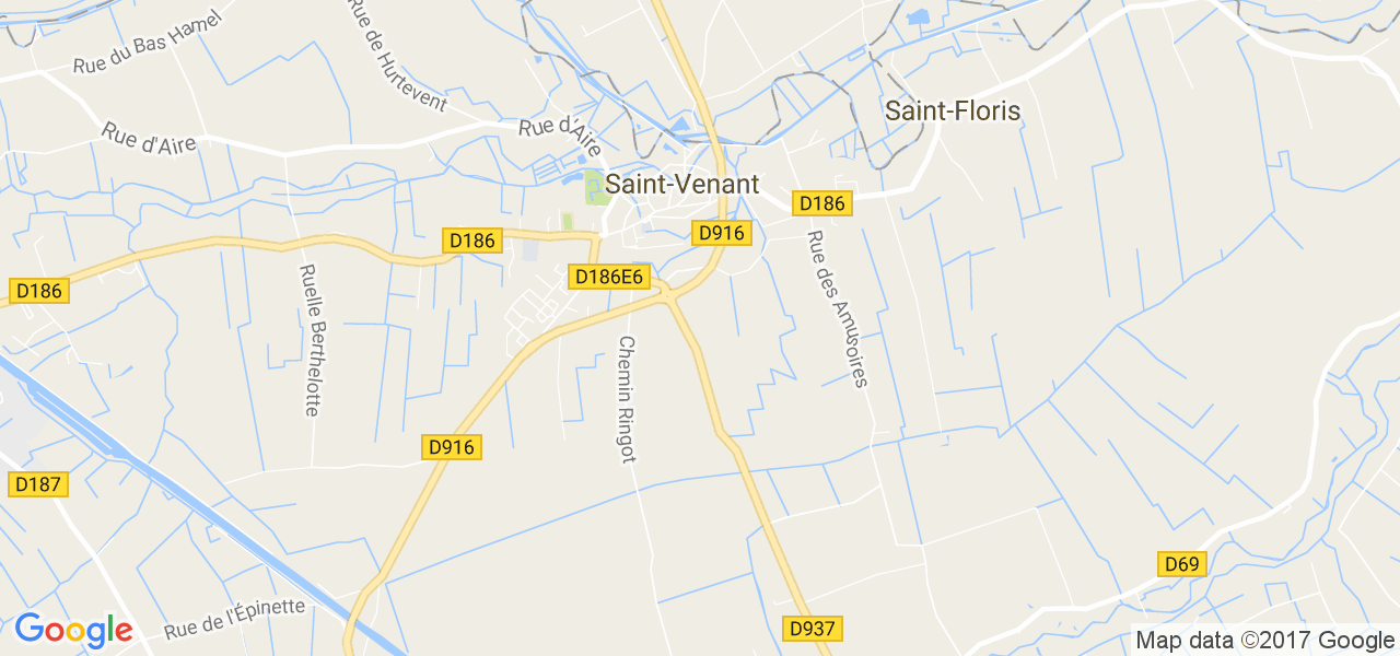 map de la ville de Saint-Venant