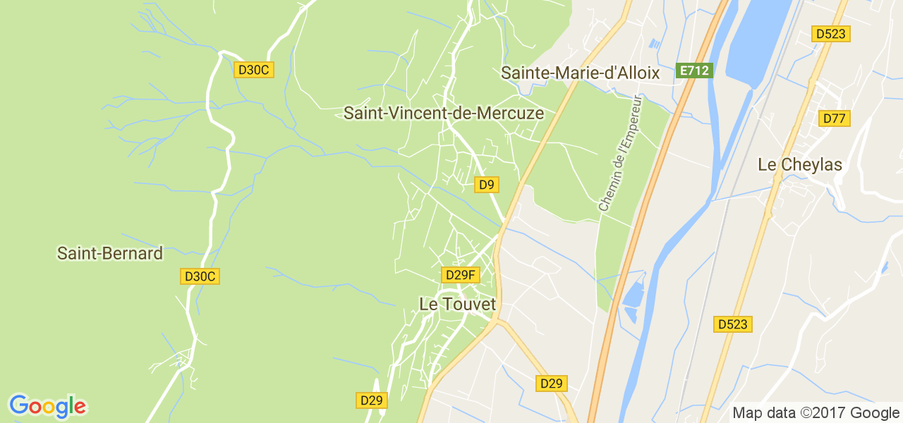 map de la ville de Saint-Vincent-de-Mercuze