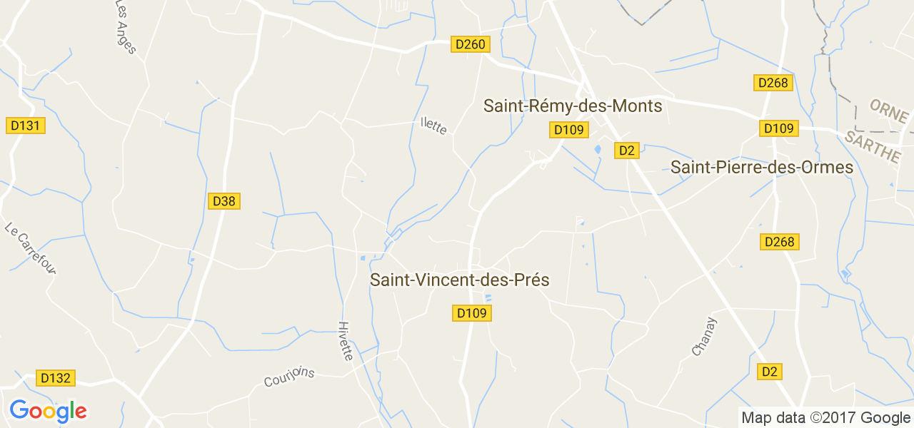 map de la ville de Saint-Vincent-des-Prés