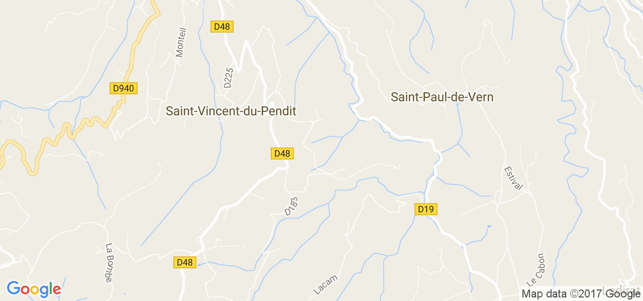 map de la ville de Saint-Vincent-du-Pendit