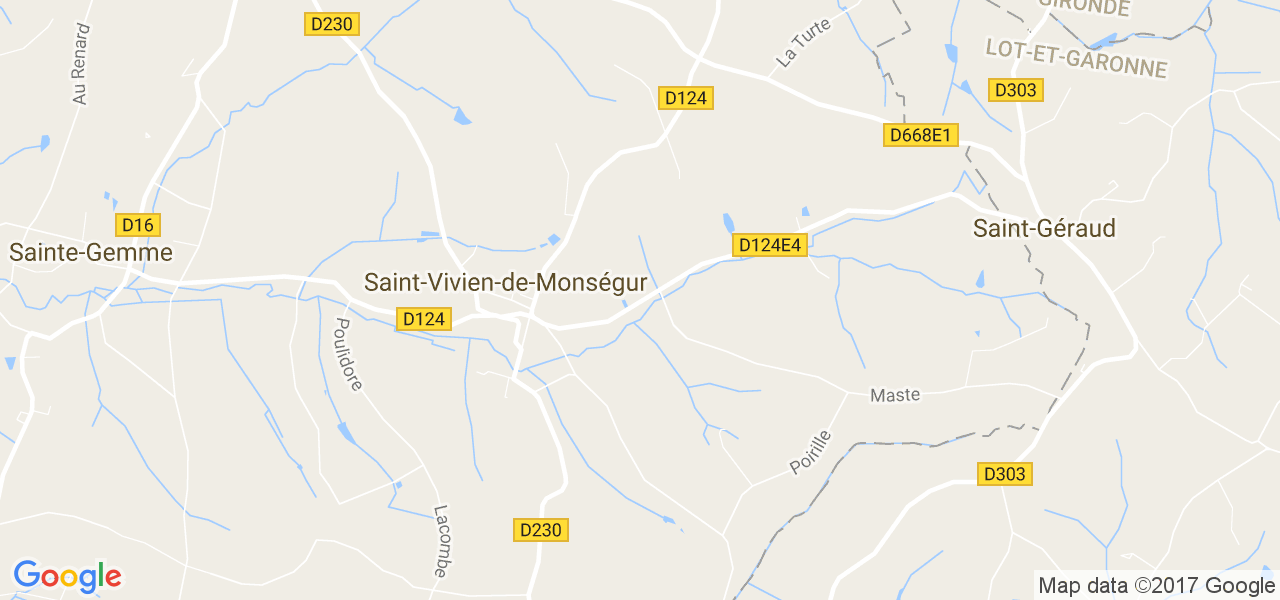 map de la ville de Saint-Vivien-de-Monségur