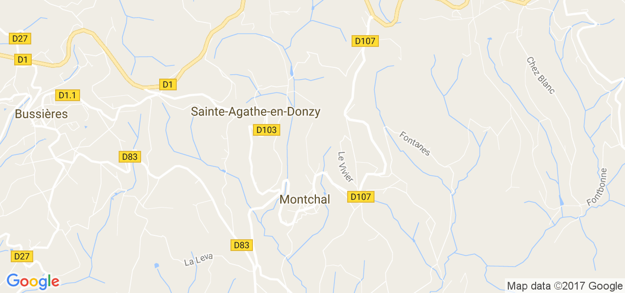 map de la ville de Sainte-Agathe-en-Donzy