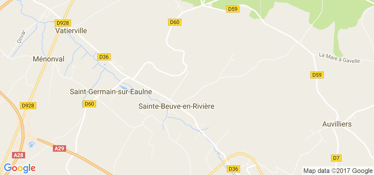 map de la ville de Sainte-Beuve-en-Rivière