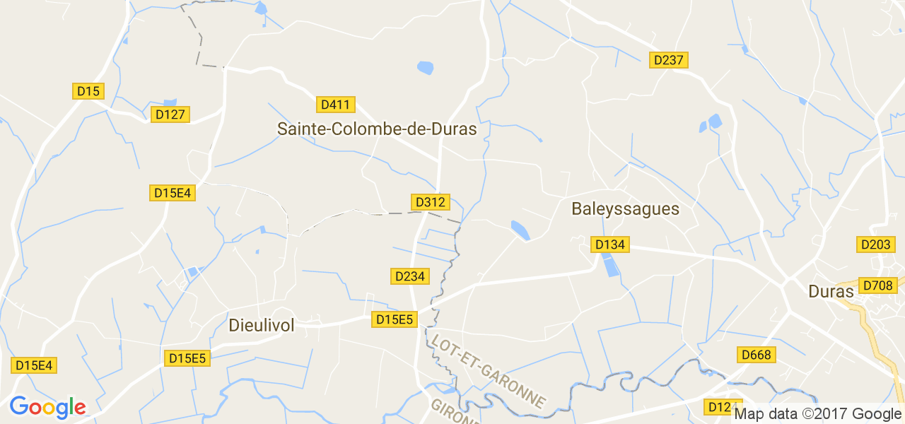 map de la ville de Sainte-Colombe-de-Duras