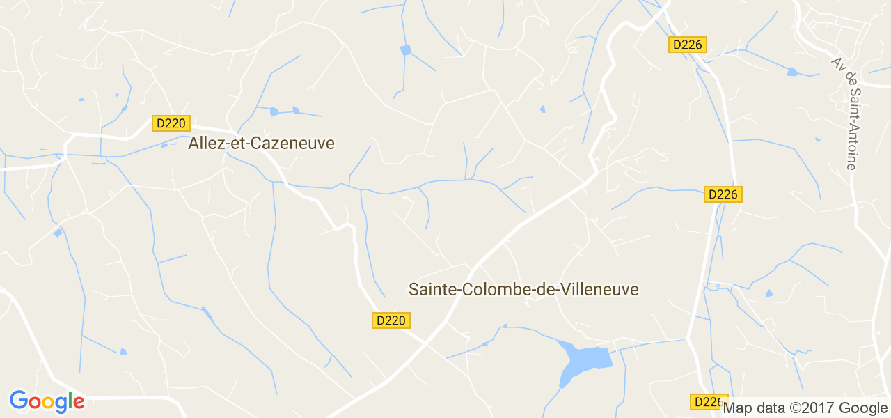 map de la ville de Sainte-Colombe-de-Villeneuve