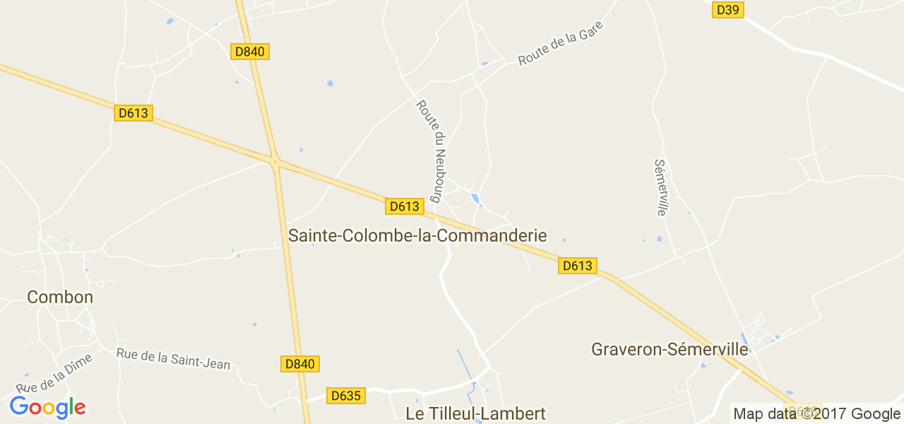 map de la ville de Sainte-Colombe-la-Commanderie