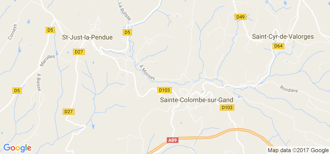 map de la ville de Sainte-Colombe-sur-Gand