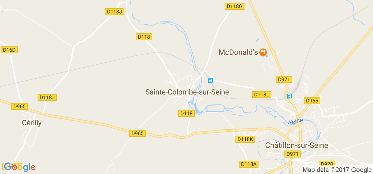 map de la ville de Sainte-Colombe-sur-Seine