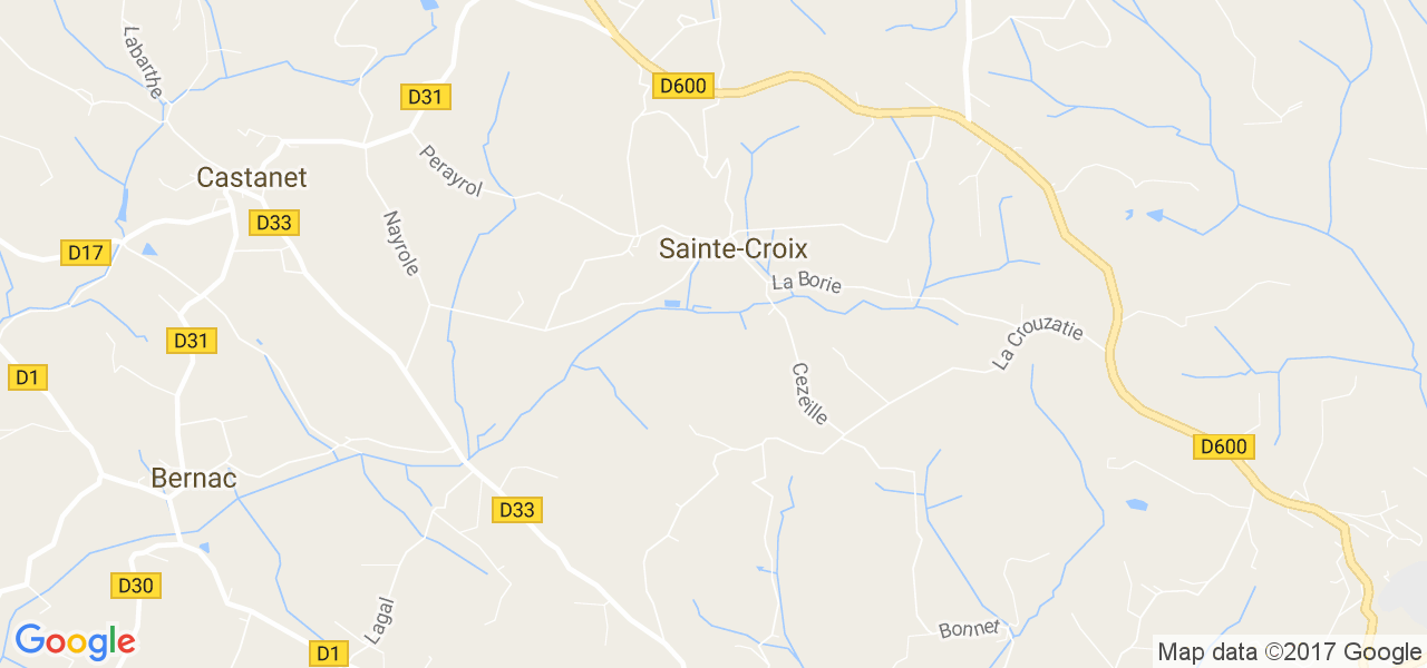 map de la ville de Sainte-Croix