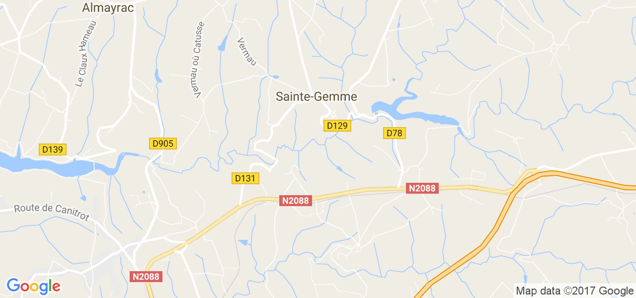 map de la ville de Sainte-Gemme