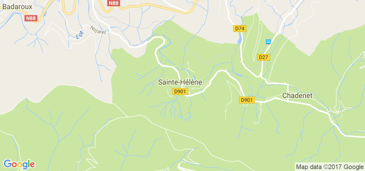 map de la ville de Sainte-Hélène