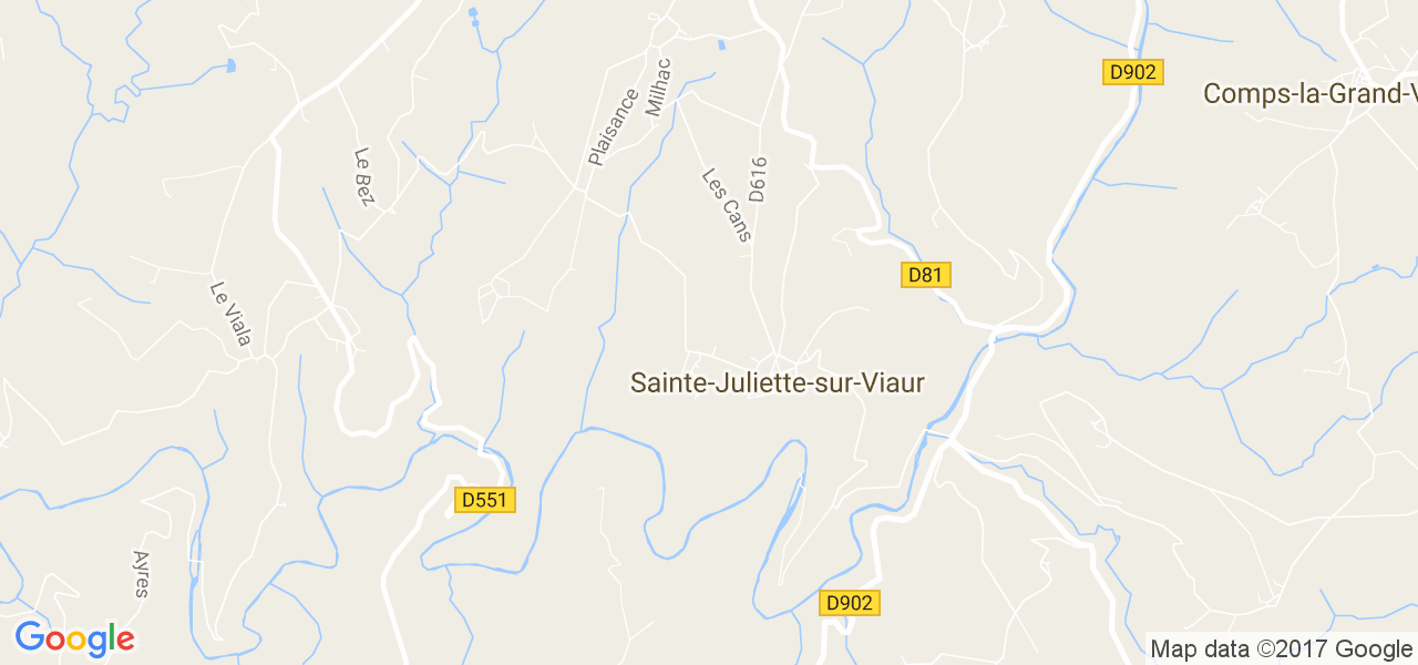 map de la ville de Sainte-Juliette-sur-Viaur