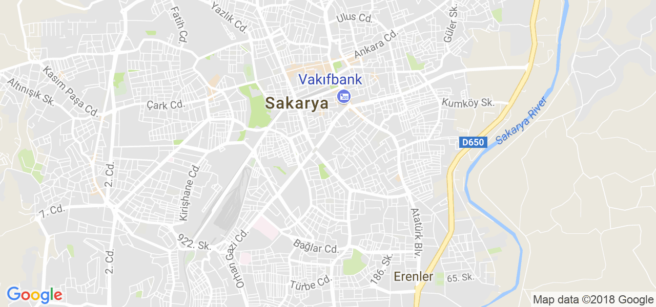 map of the city of Sakarya