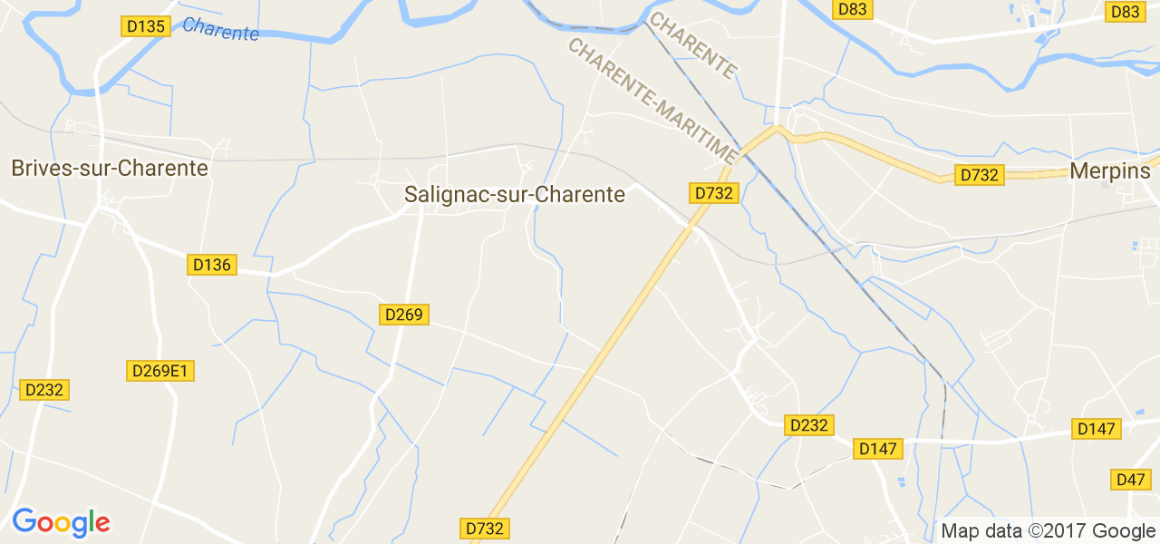 map de la ville de Salignac-sur-Charente