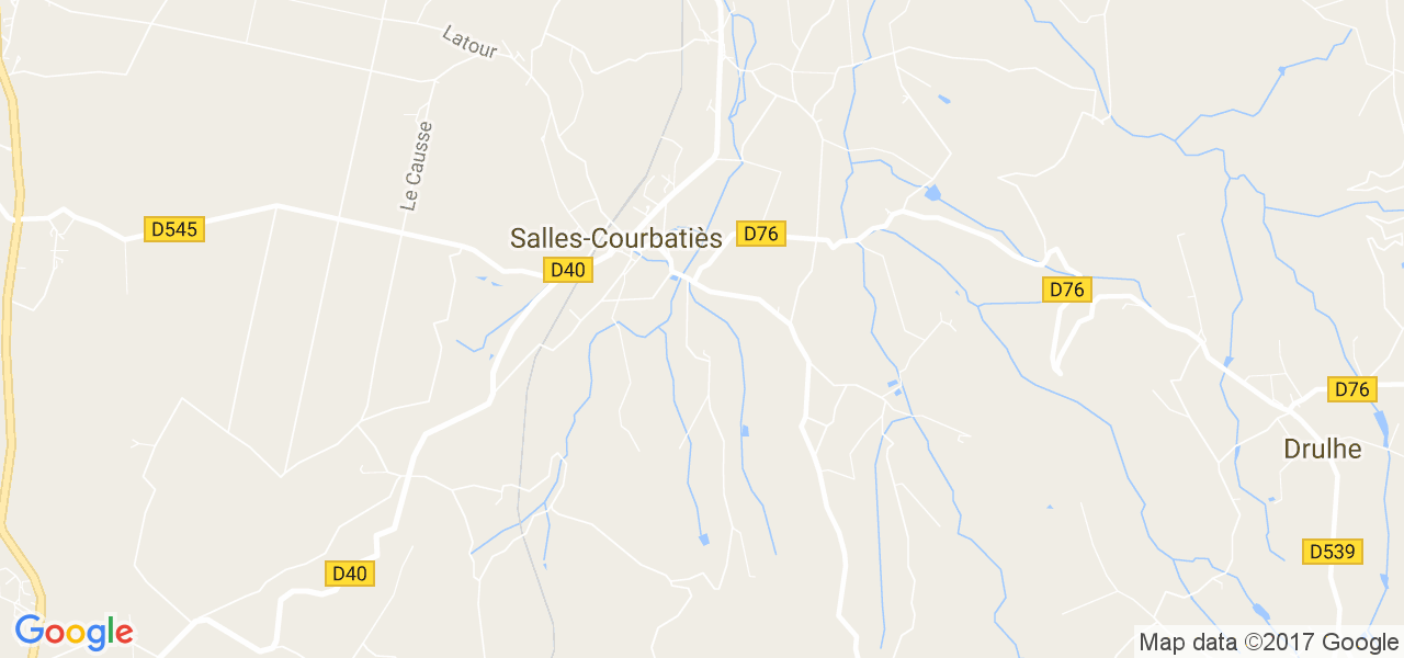 map de la ville de Salles-Courbatiès