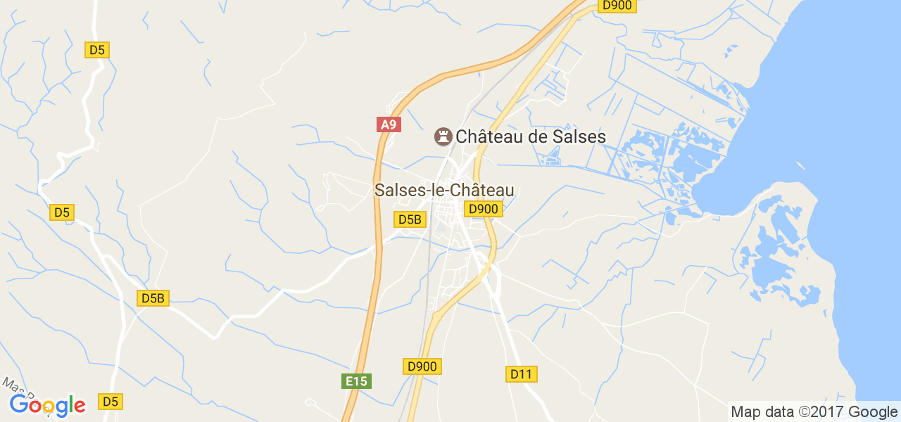 map de la ville de Salses-le-Château