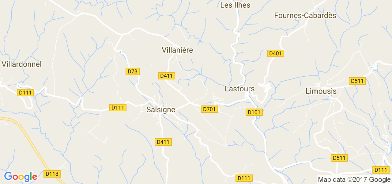 map de la ville de Salsigne