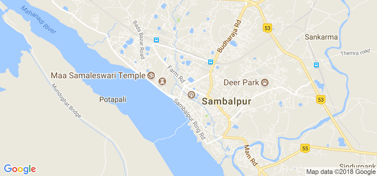 map of the city of Sambalpur