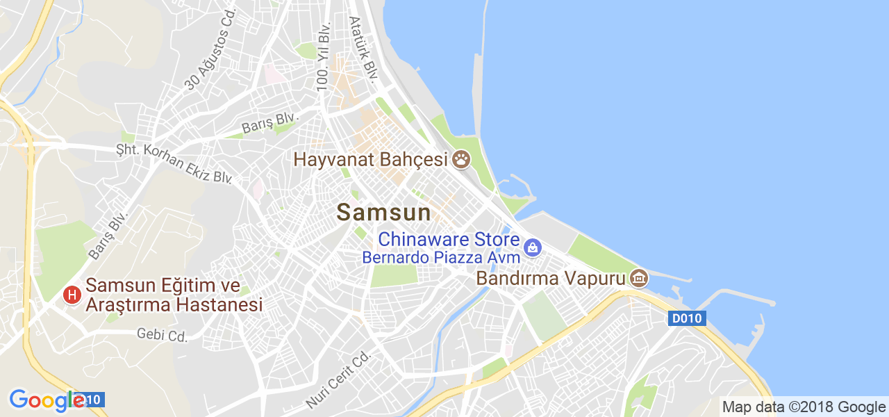 map of the city of Samsun