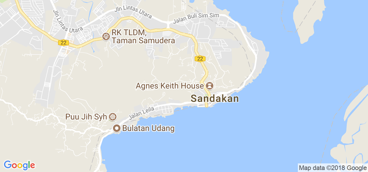 map de la ville de Sandakan