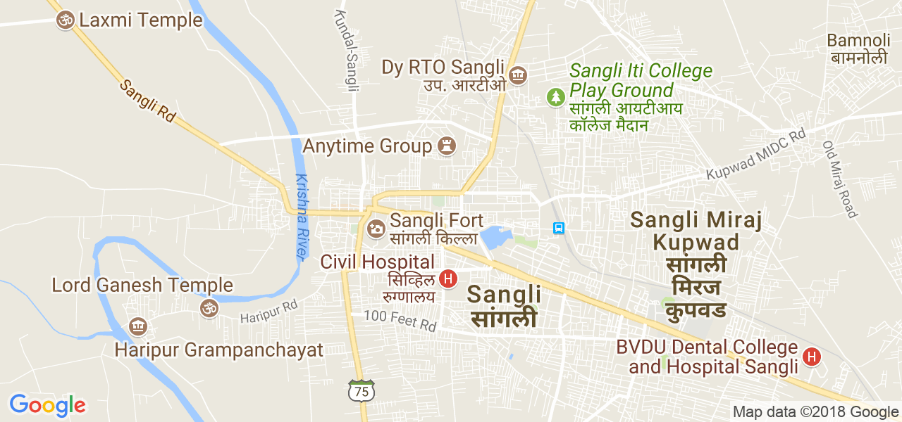 map of the city of Sangli