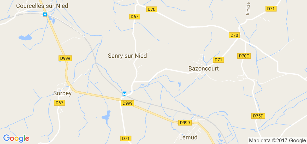 map de la ville de Sanry-sur-Nied