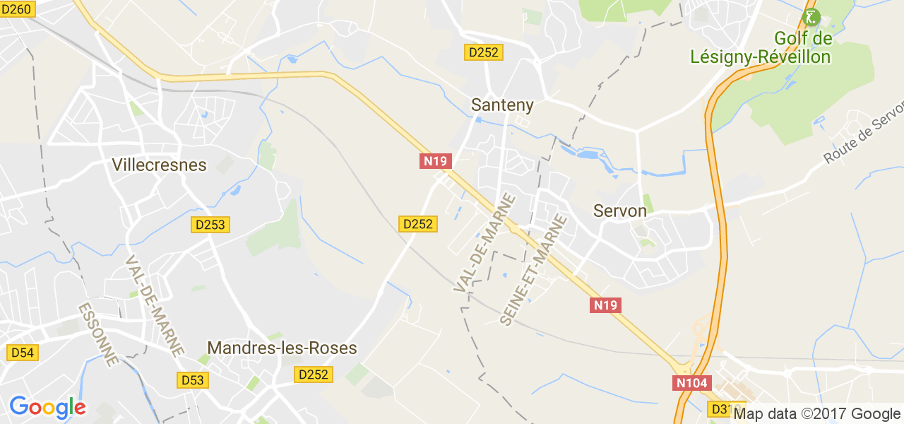 map de la ville de Santeny