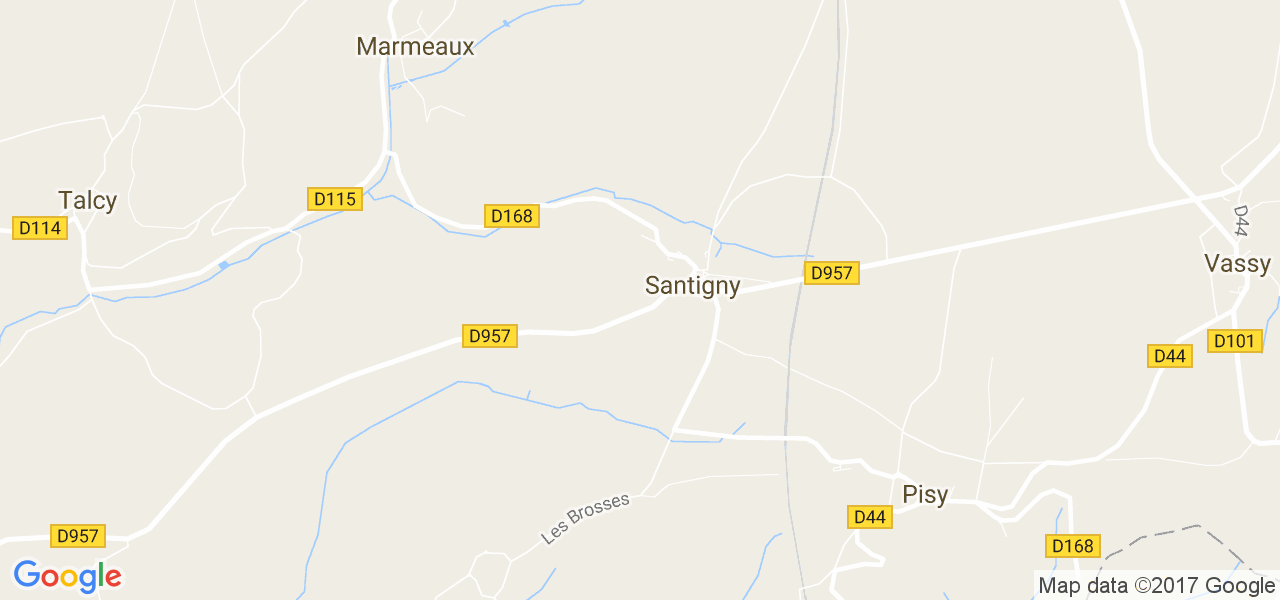 map de la ville de Santigny