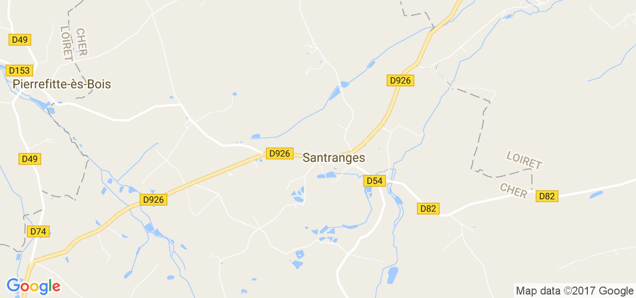 map de la ville de Santranges