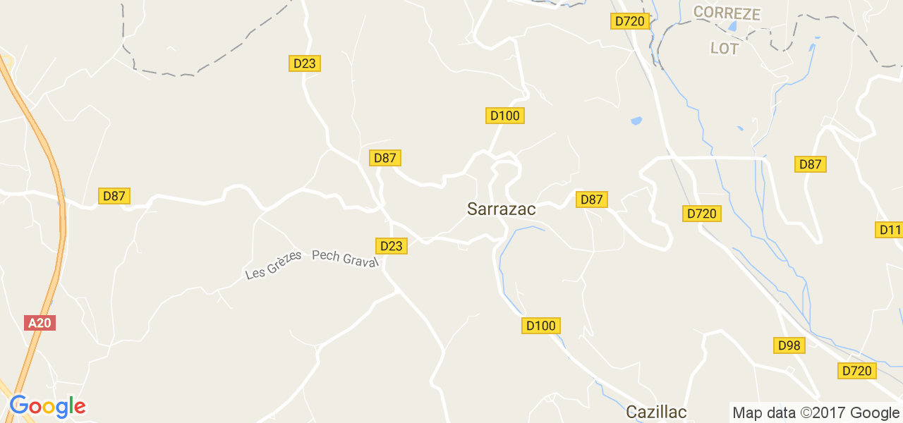 map de la ville de Sarrazac