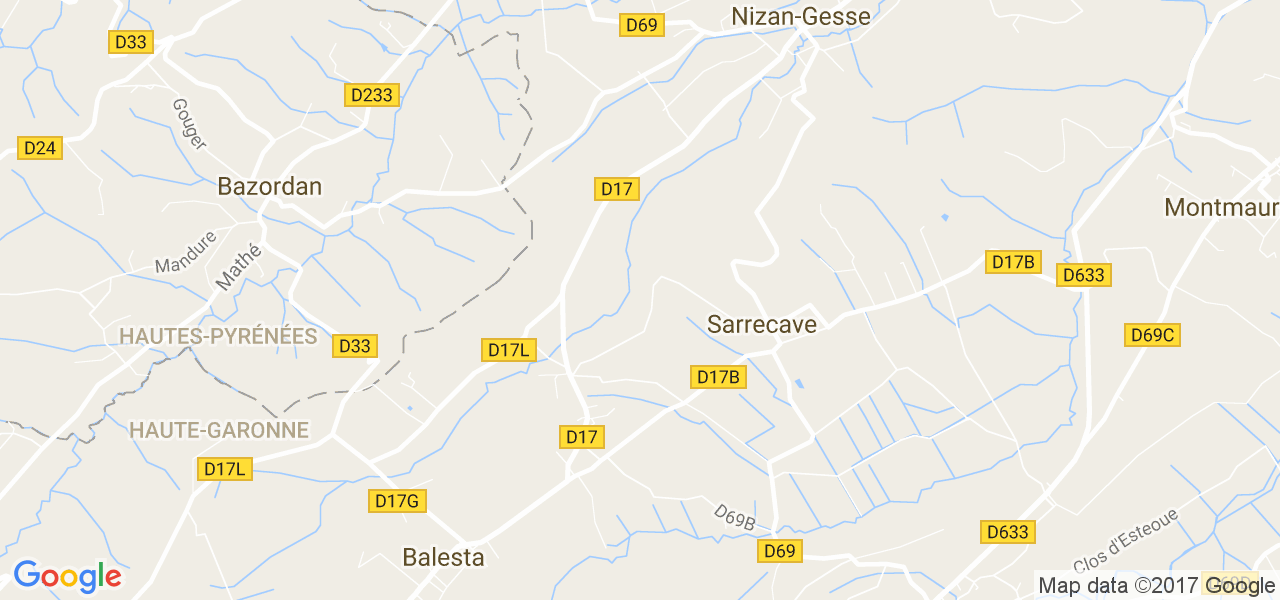 map de la ville de Sarrecave