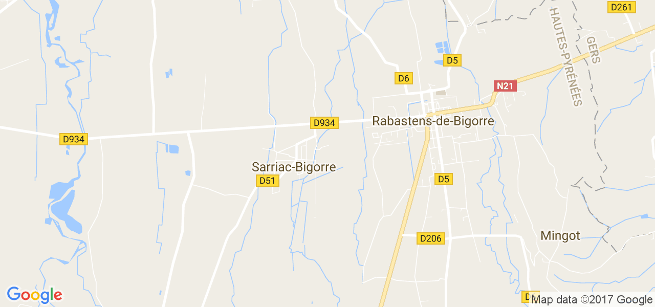 map de la ville de Sarriac-Bigorre