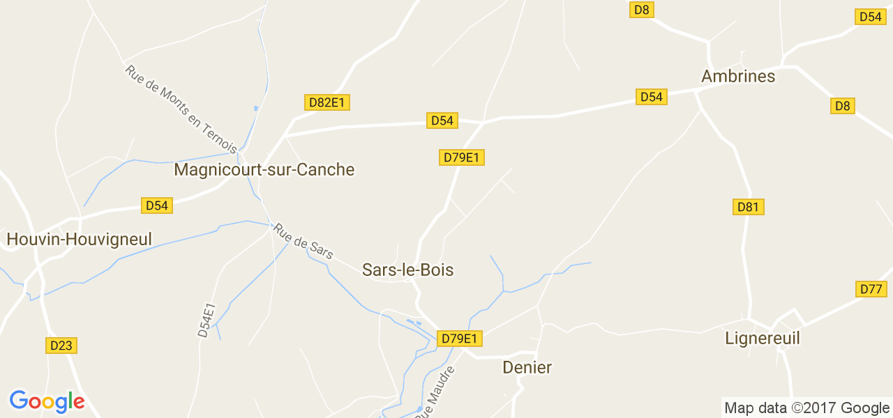 map de la ville de Sars-le-Bois