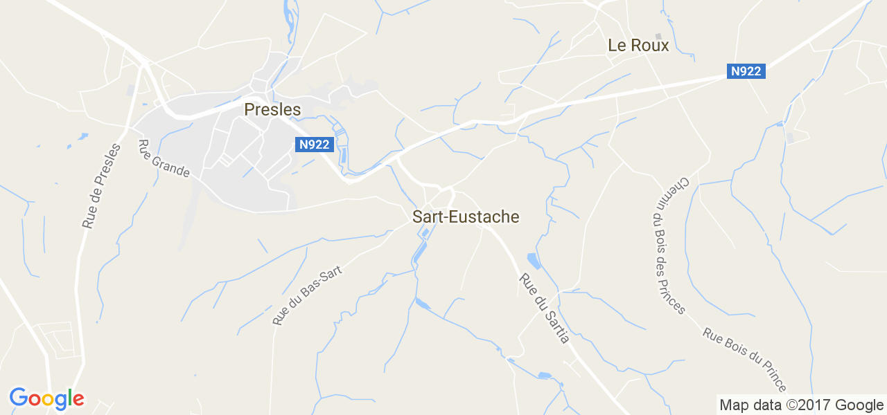 map de la ville de Sart-Eustache