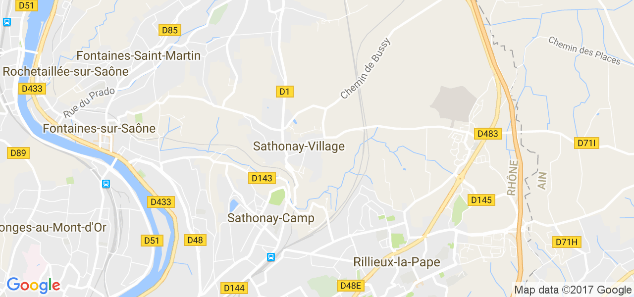 map de la ville de Sathonay-Village