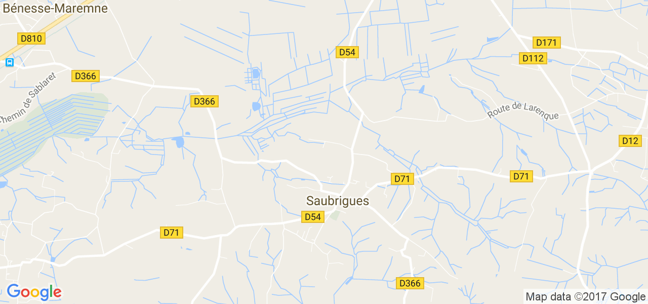 map de la ville de Saubrigues