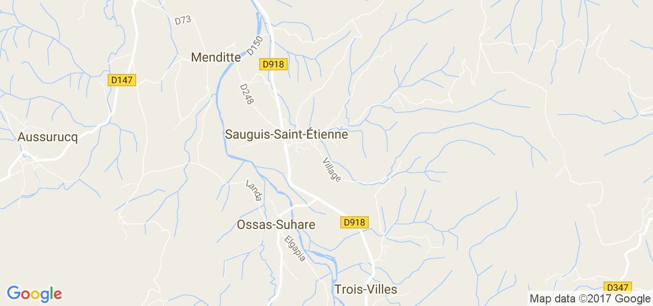 map de la ville de Sauguis-Saint-Étienne