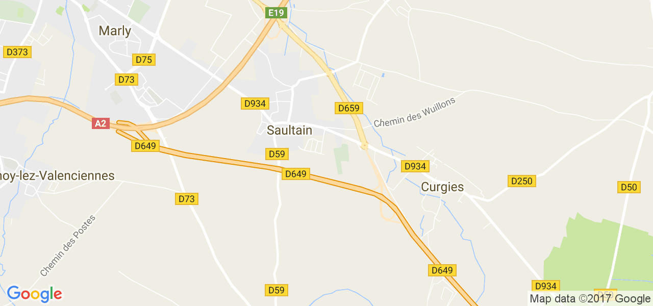 map de la ville de Saultain