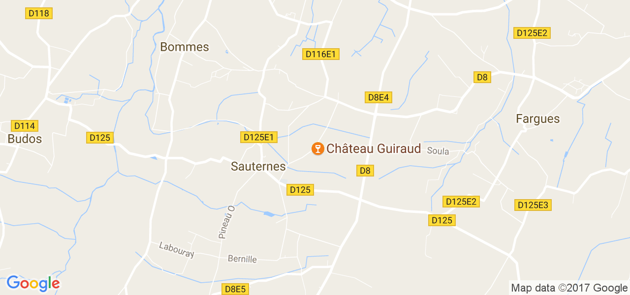 map de la ville de Sauternes