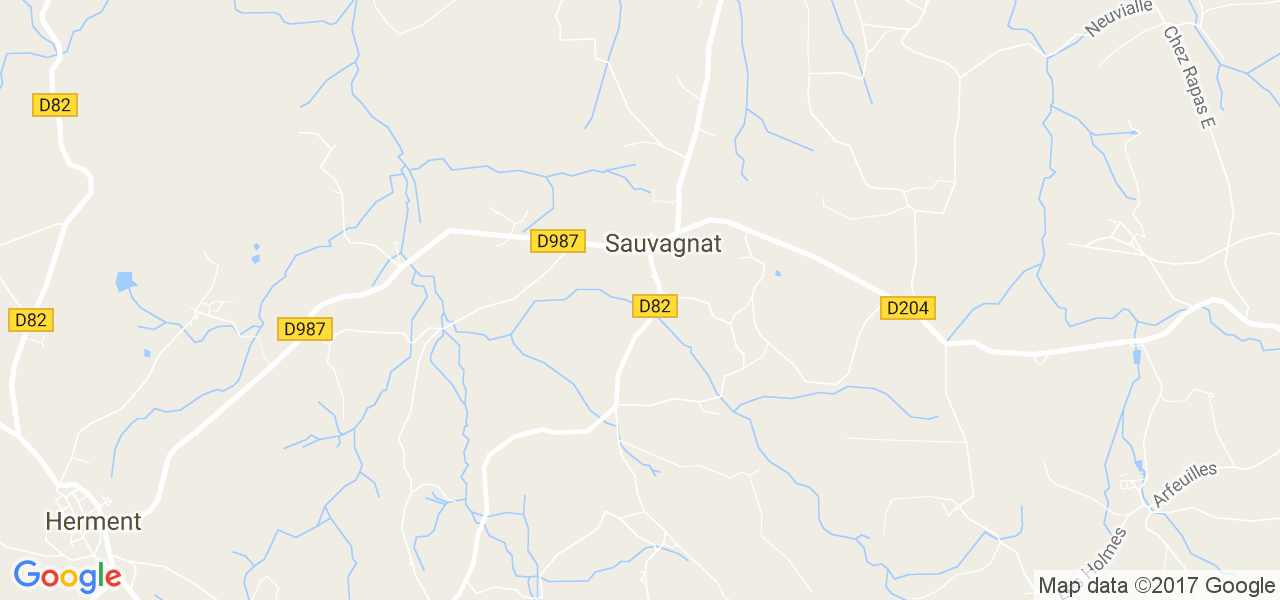 map de la ville de Sauvagnat