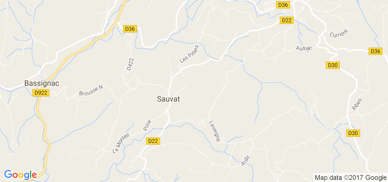 map de la ville de Sauvat